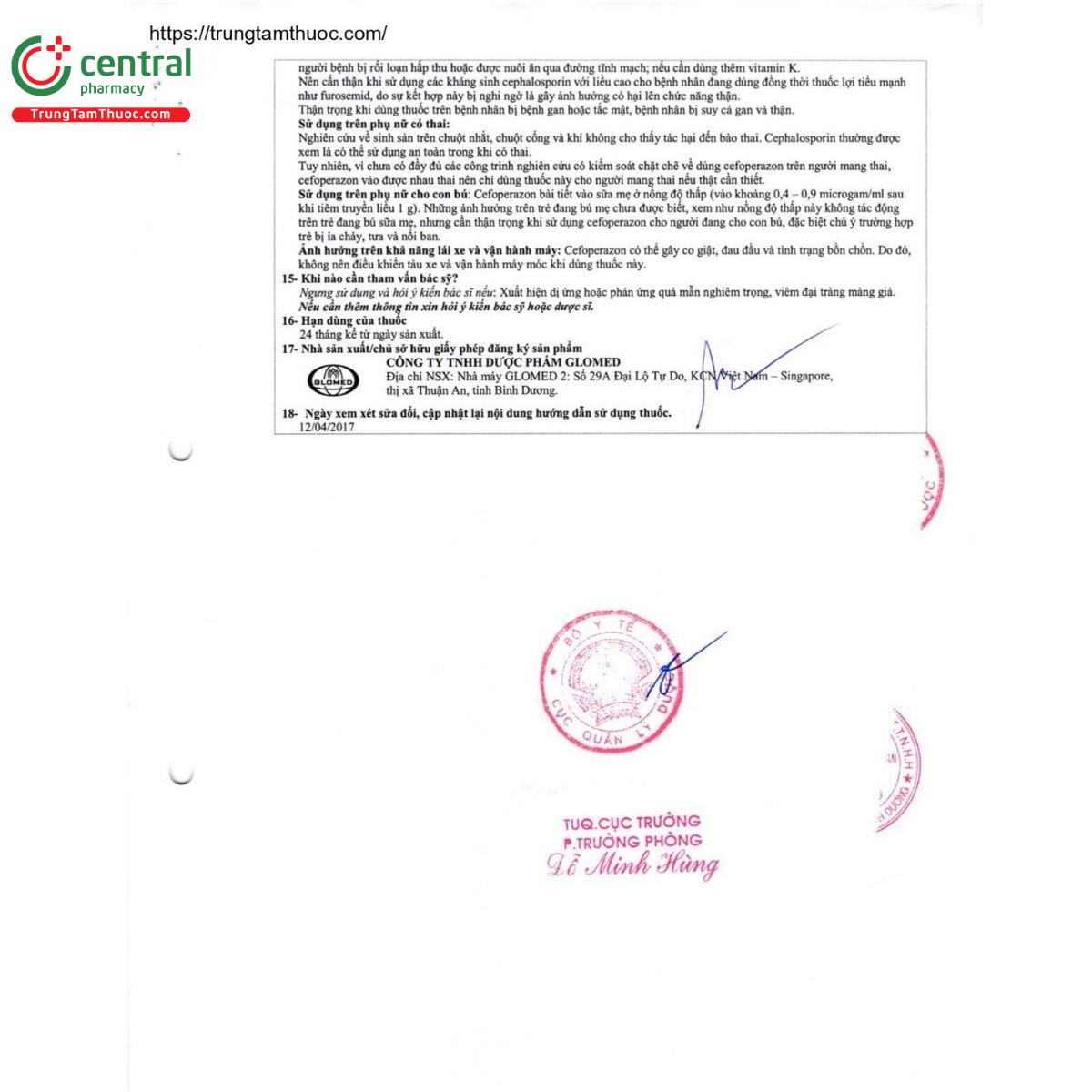 thuoc cefoperazon 2g glomed 9 E1131 thuoc cefoperazon 2g glomed 9 E1131