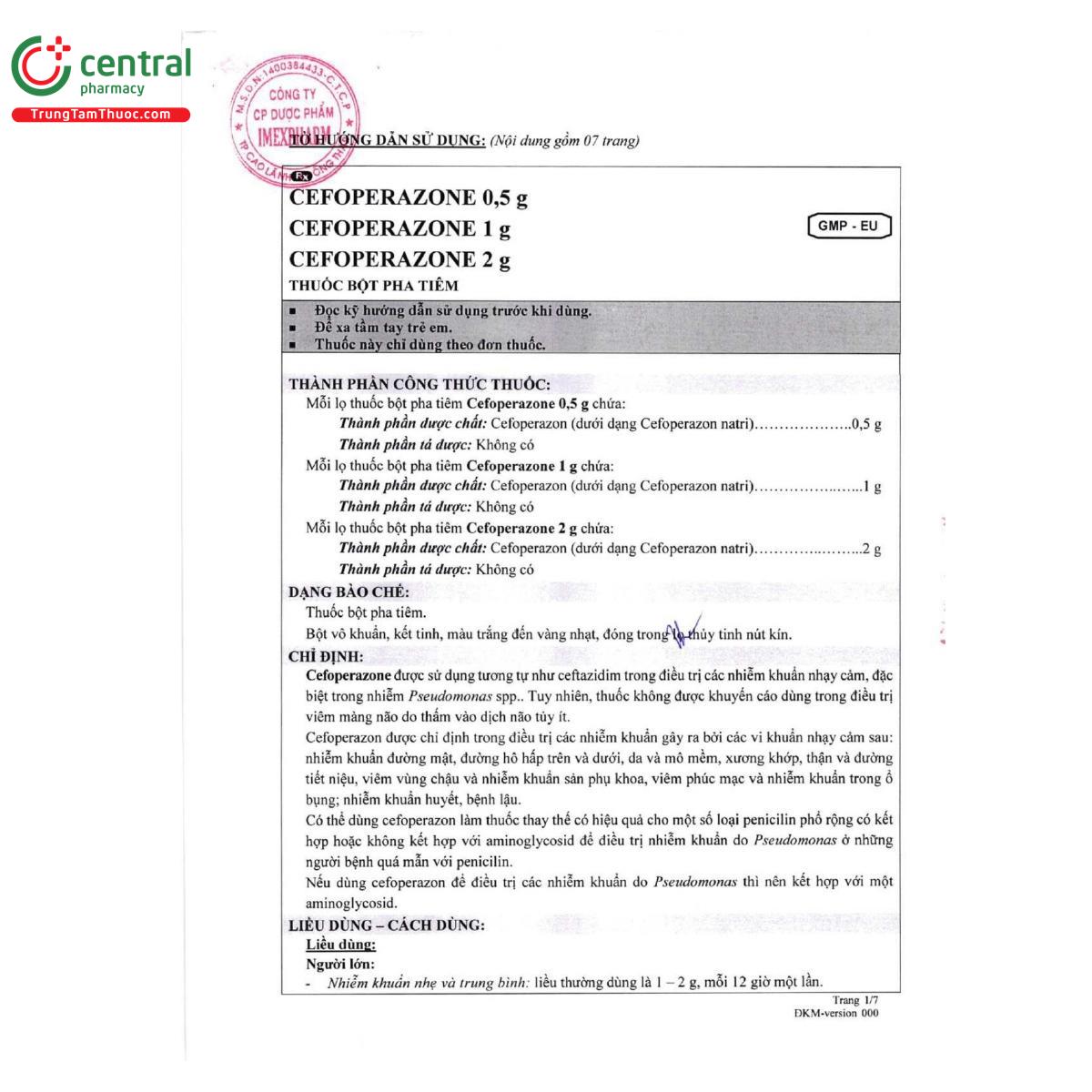 thuoc cefoperazone 1g imexpharm 7 I3507