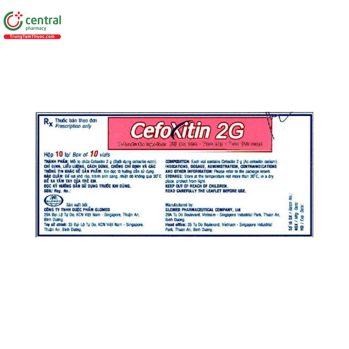 thuoc cefoxitin 2g glomed 1 D1122 thuoc cefoxitin 2g glomed 1 D1122
