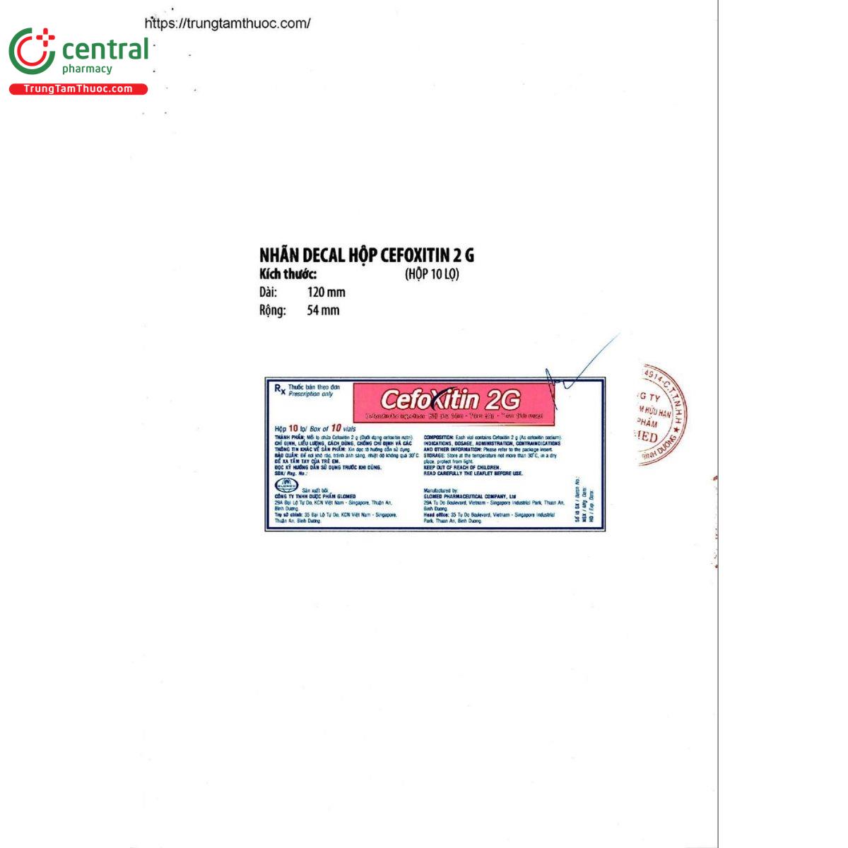 thuoc cefoxitin 2g glomed 2 K4768 thuoc cefoxitin 2g glomed 2 K4768
