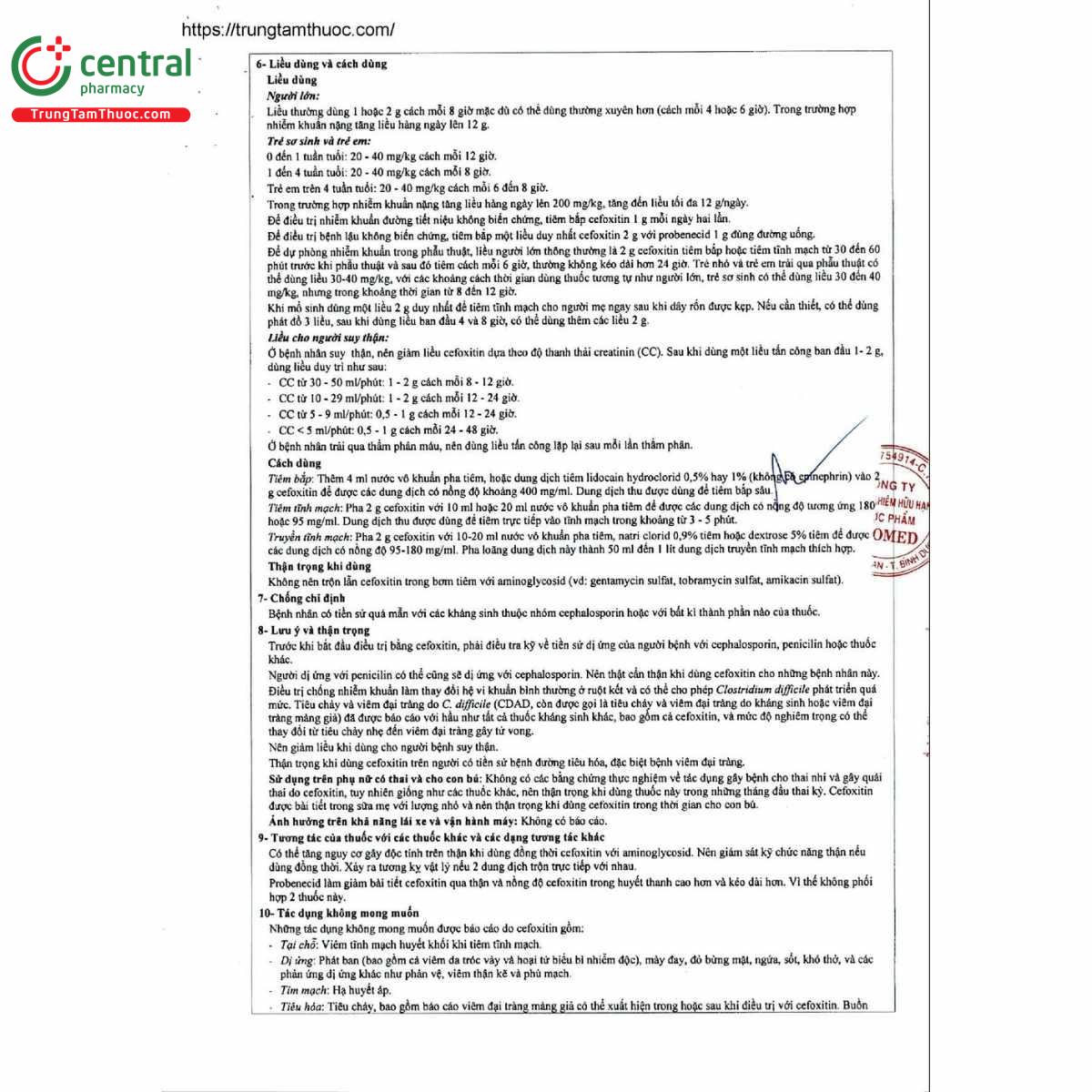 thuoc cefoxitin 2g glomed 9 R7582 thuoc cefoxitin 2g glomed 9 R7582