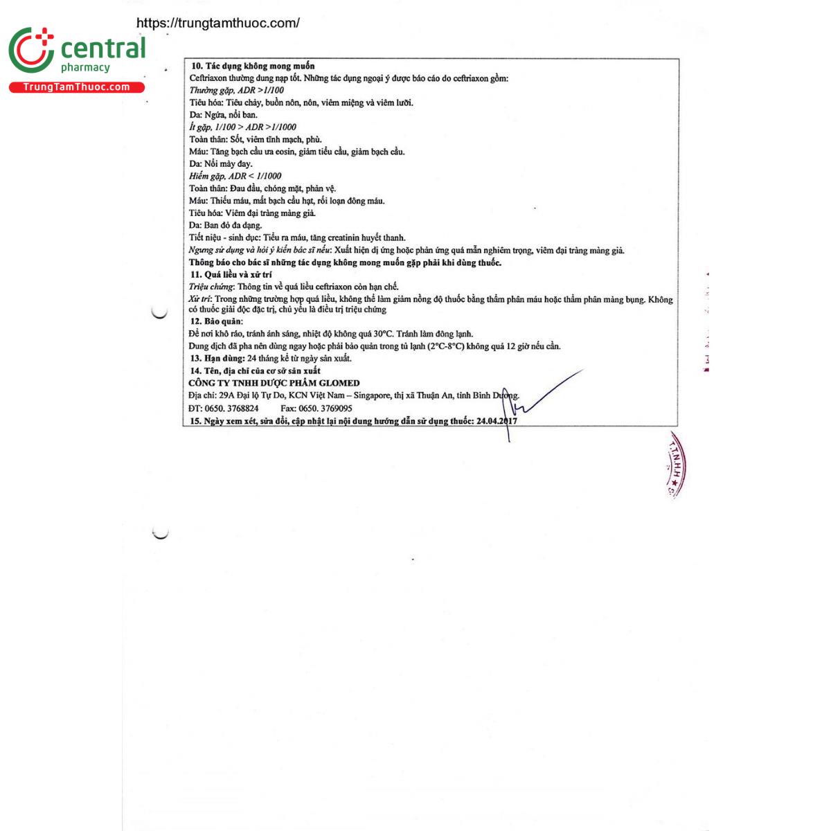 thuoc ceftriaxon 2g glomed 6 C0447 thuoc ceftriaxon 2g glomed 6 C0447