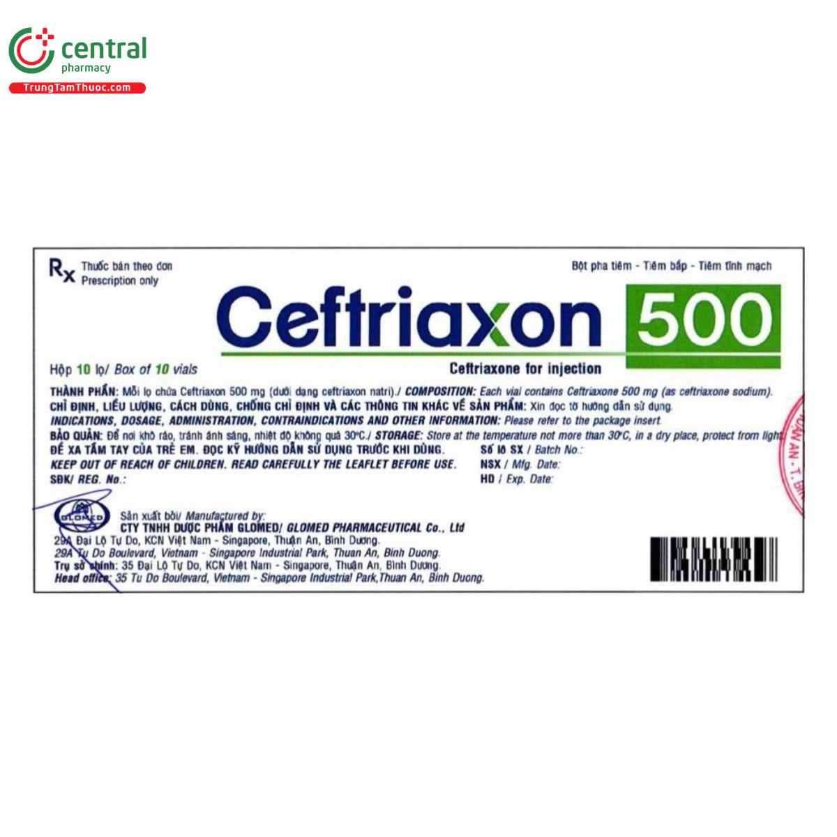 thuoc ceftriaxon 500mg glomed 1 T7767 thuoc ceftriaxon 500mg glomed 1 T7767