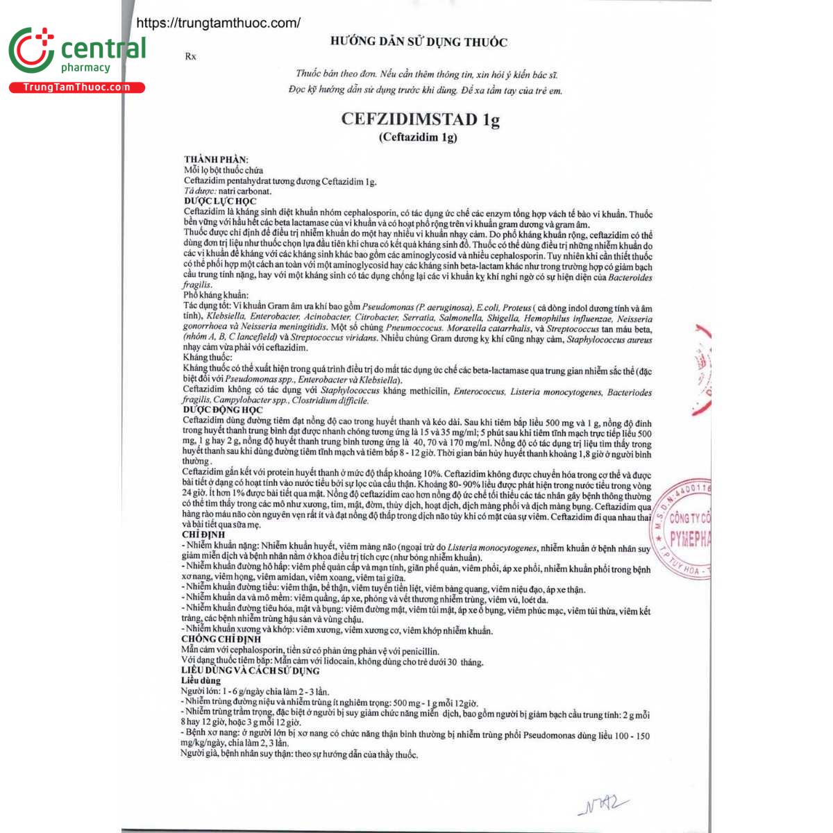 thuoc cefzidimstad 1g 4 B0700 thuoc cefzidimstad 1g 4 B0700