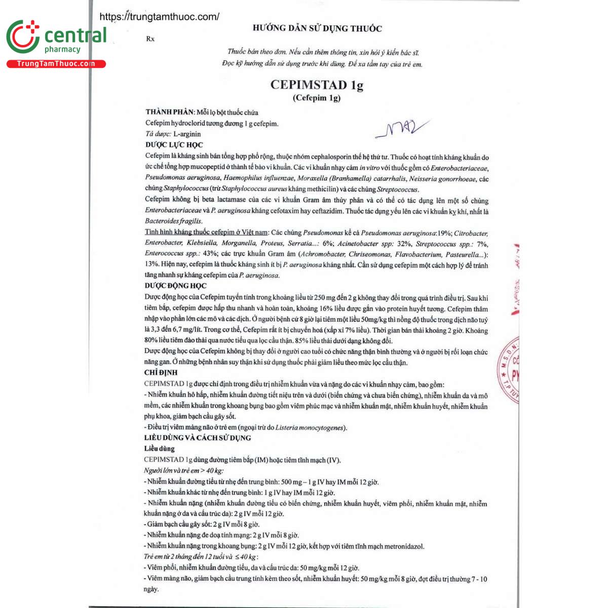thuoc cepimstad 1g 4 K4386 thuoc cepimstad 1g 4 K4386