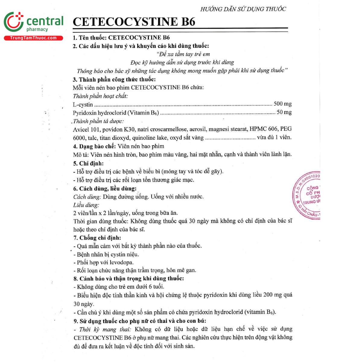 thuoc cetecocystine b6 500mg 50mg 9 U8082