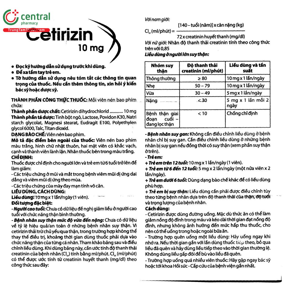 thuoc cetirizin 10mg domesco 12 C1625