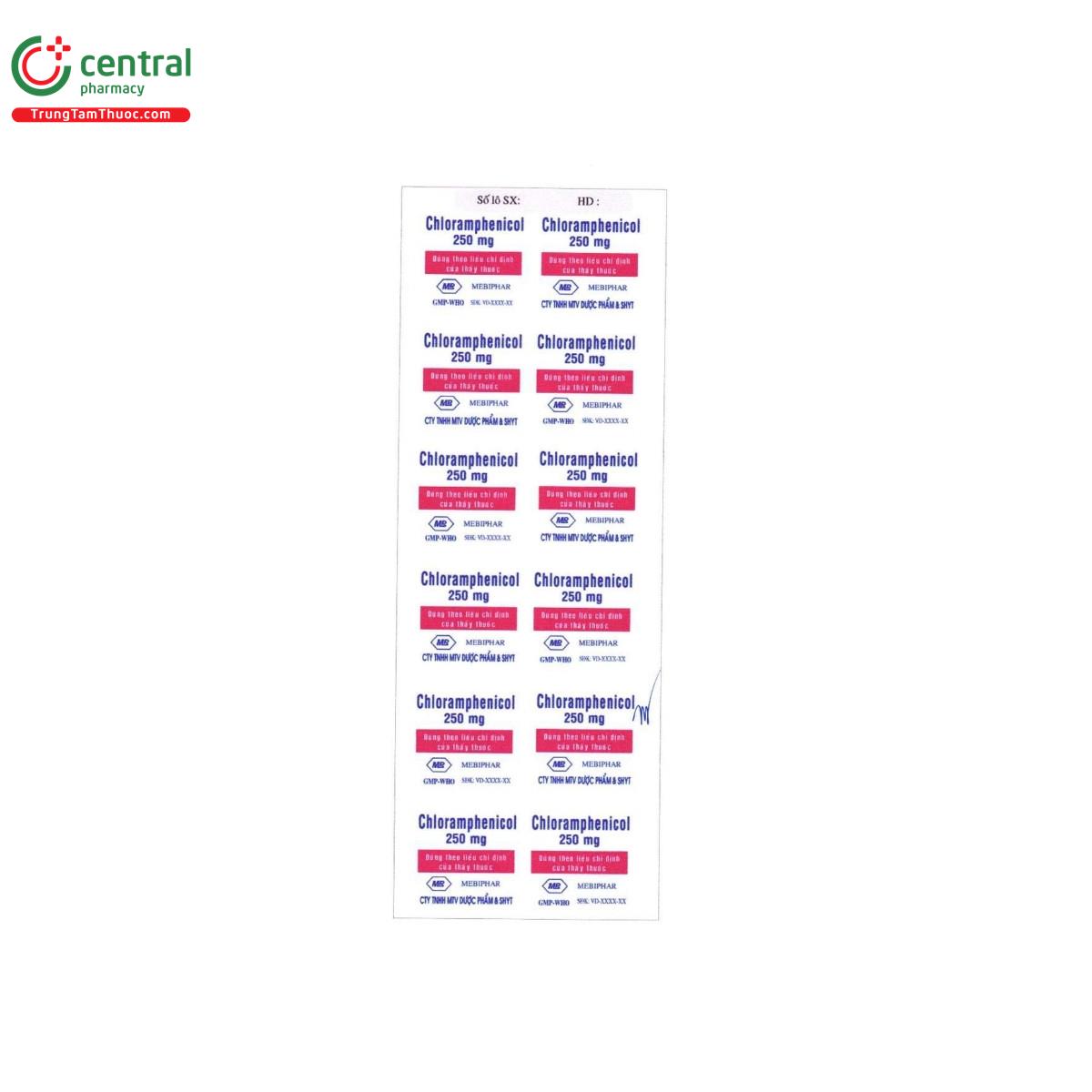 thuoc chloramphenicol 250mg mebiphar 4 P6103