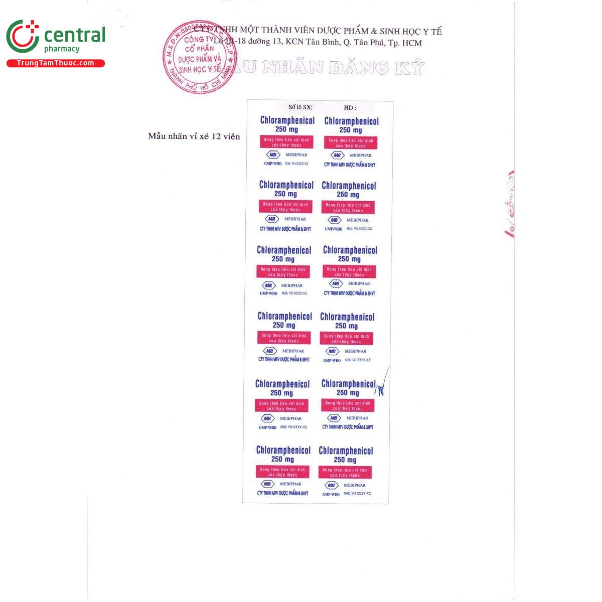 thuoc chloramphenicol 250mg mebiphar 6 B0620
