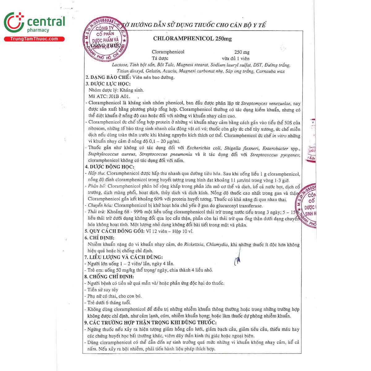 thuoc chloramphenicol 250mg mebiphar 7 R7073