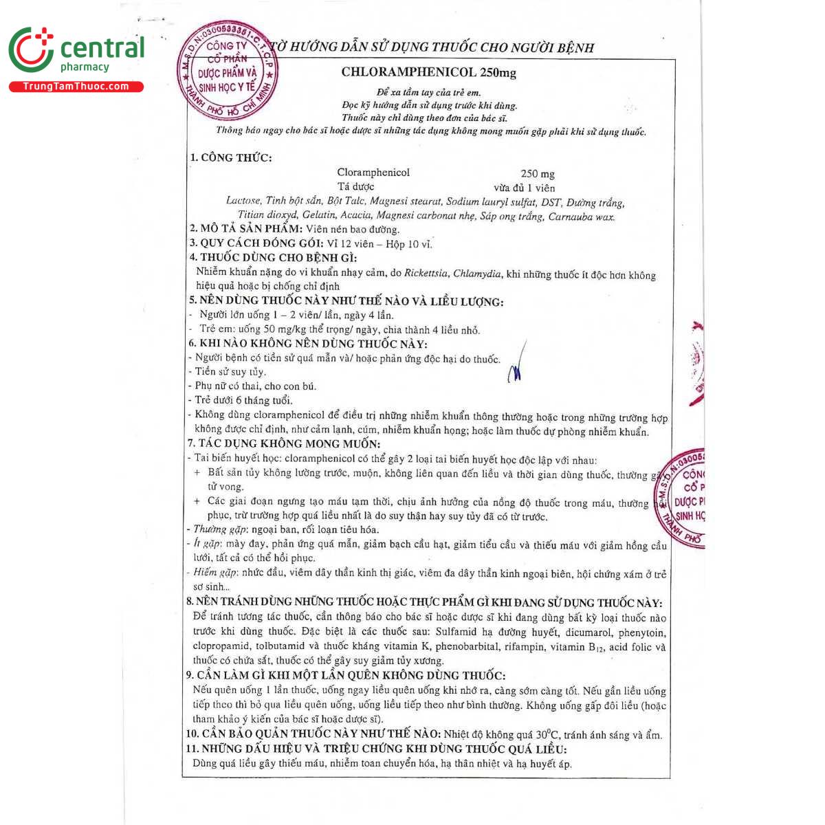 thuoc chloramphenicol 250mg mebiphar 9 L4323