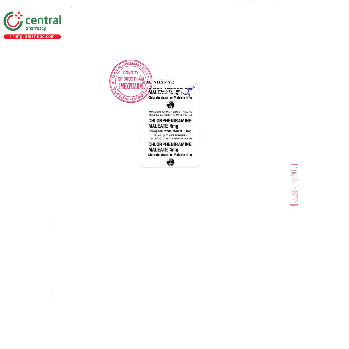 thuoc chlorpheniramine maleate 4mg imexpharm 6 K4347 thuoc chlorpheniramine maleate 4mg imexpharm 6 K4347