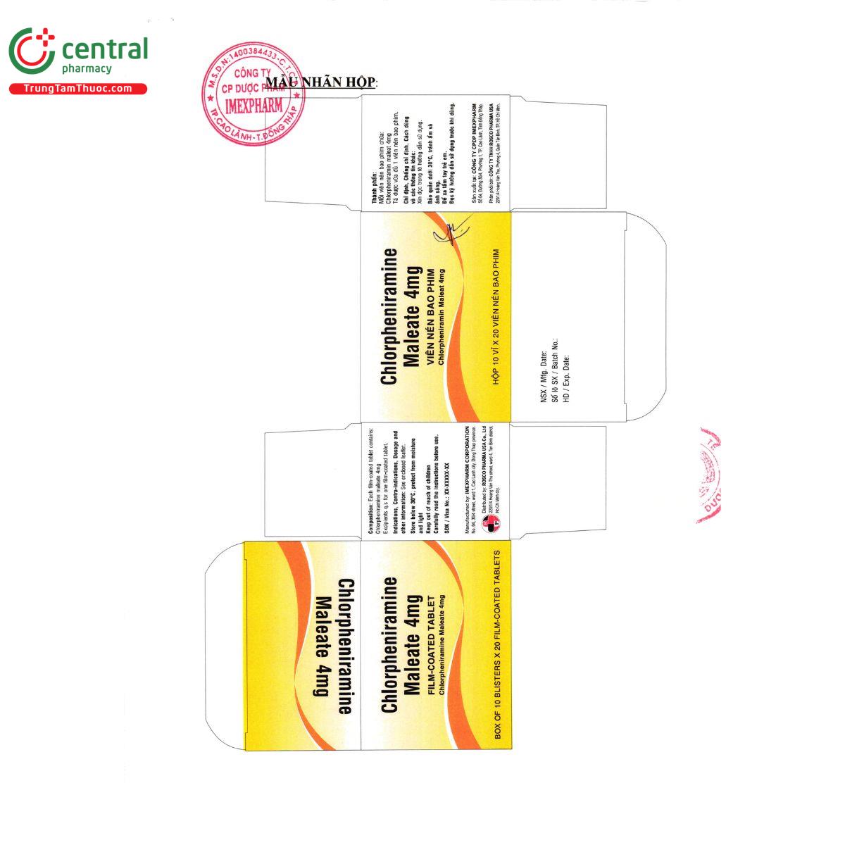 thuoc chlorpheniramine maleate 4mg imexpharm 7 A0053 thuoc chlorpheniramine maleate 4mg imexpharm 7 A0053