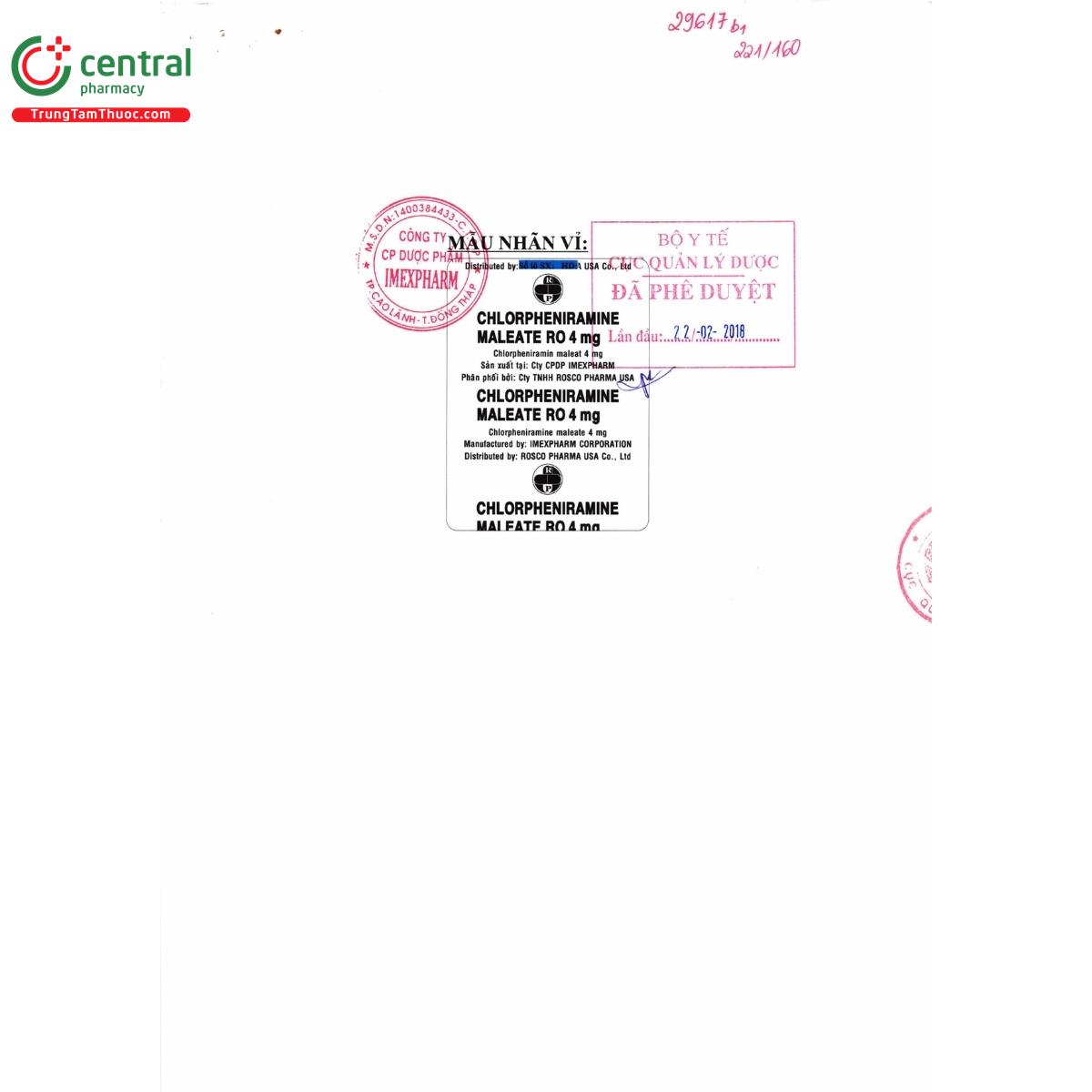 thuoc chlorpheniramine maleate ro 4mg 2 M4403 thuoc chlorpheniramine maleate ro 4mg 2 M4403