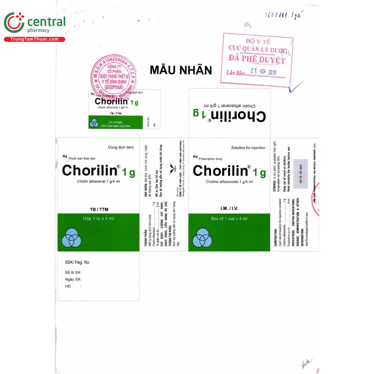 thuoc chorilin 1g 3 T8681 thuoc chorilin 1g 3 T8681