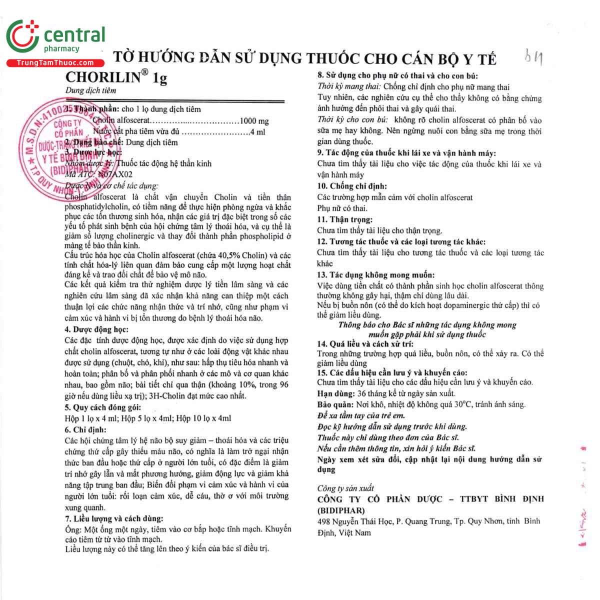 thuoc chorilin 1g 6 S7122 thuoc chorilin 1g 6 S7122