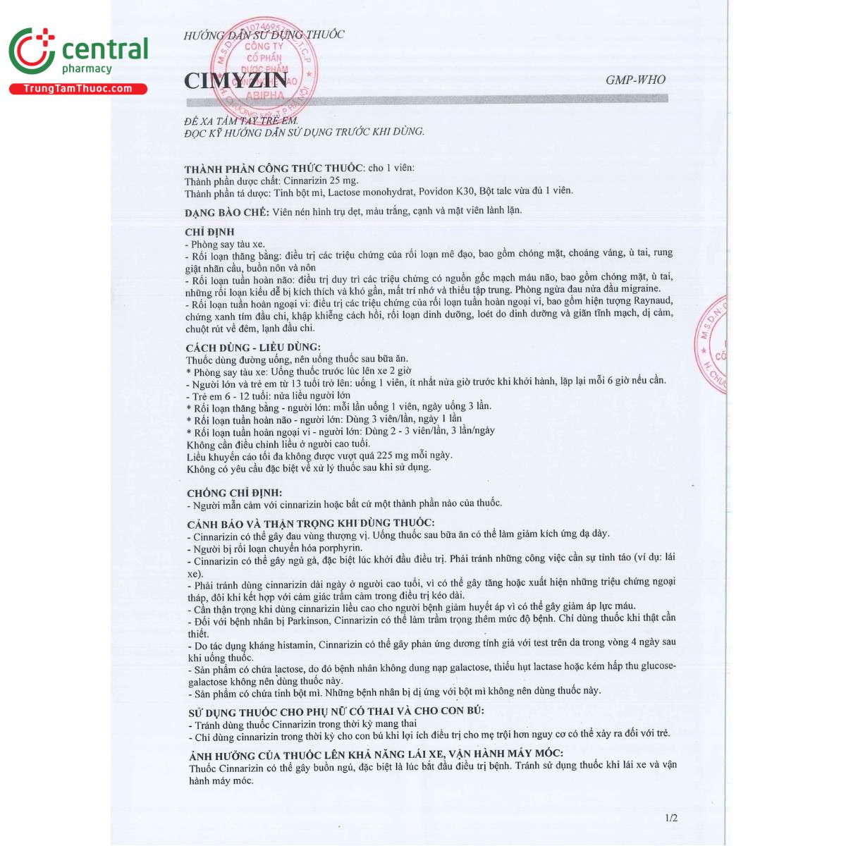 thuoc cimyzin 25mg 8 O5562 thuoc cimyzin 25mg 8 O5562