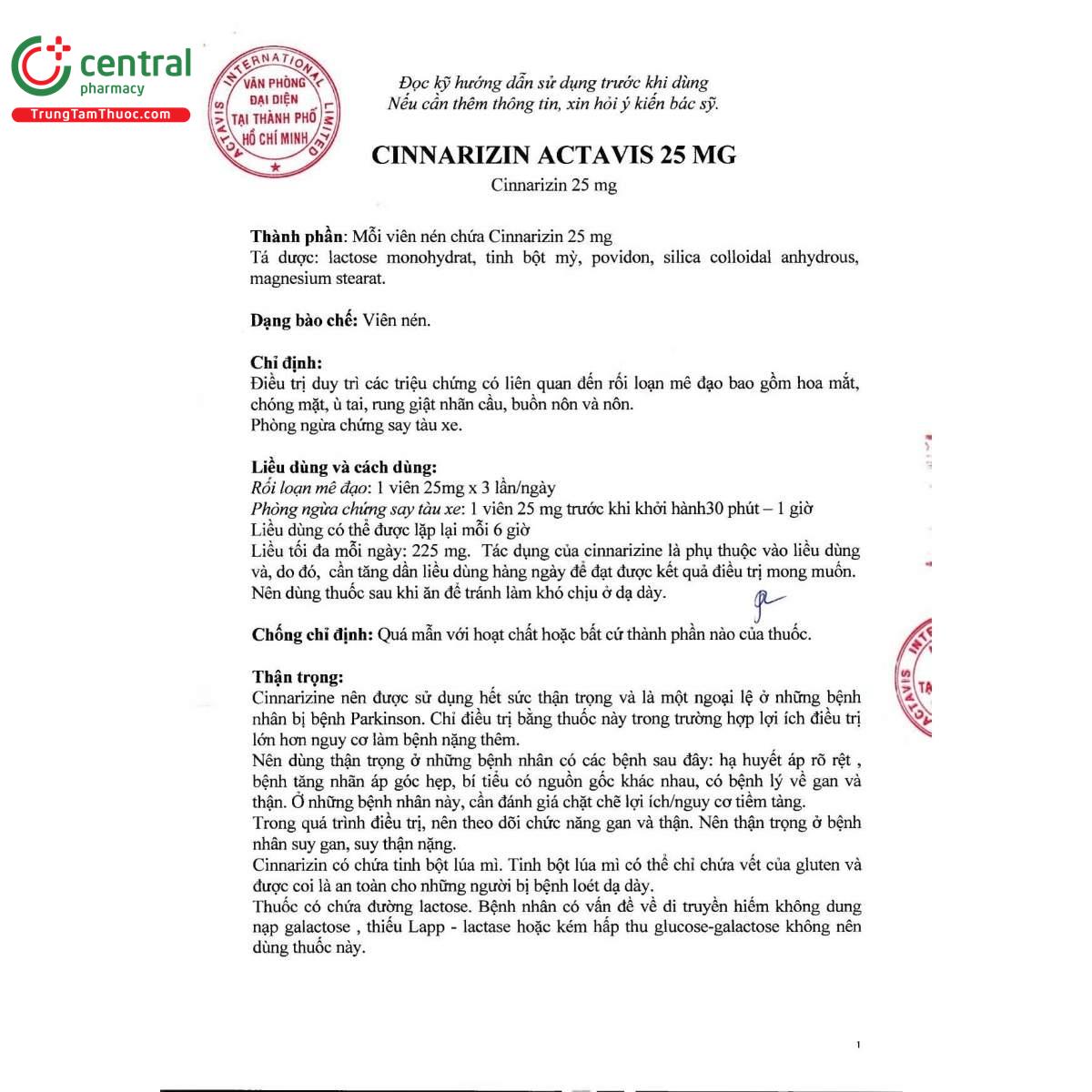 thuoc cinnarizin actavis 25mg 4 R7338 thuoc cinnarizin actavis 25mg 4 R7338