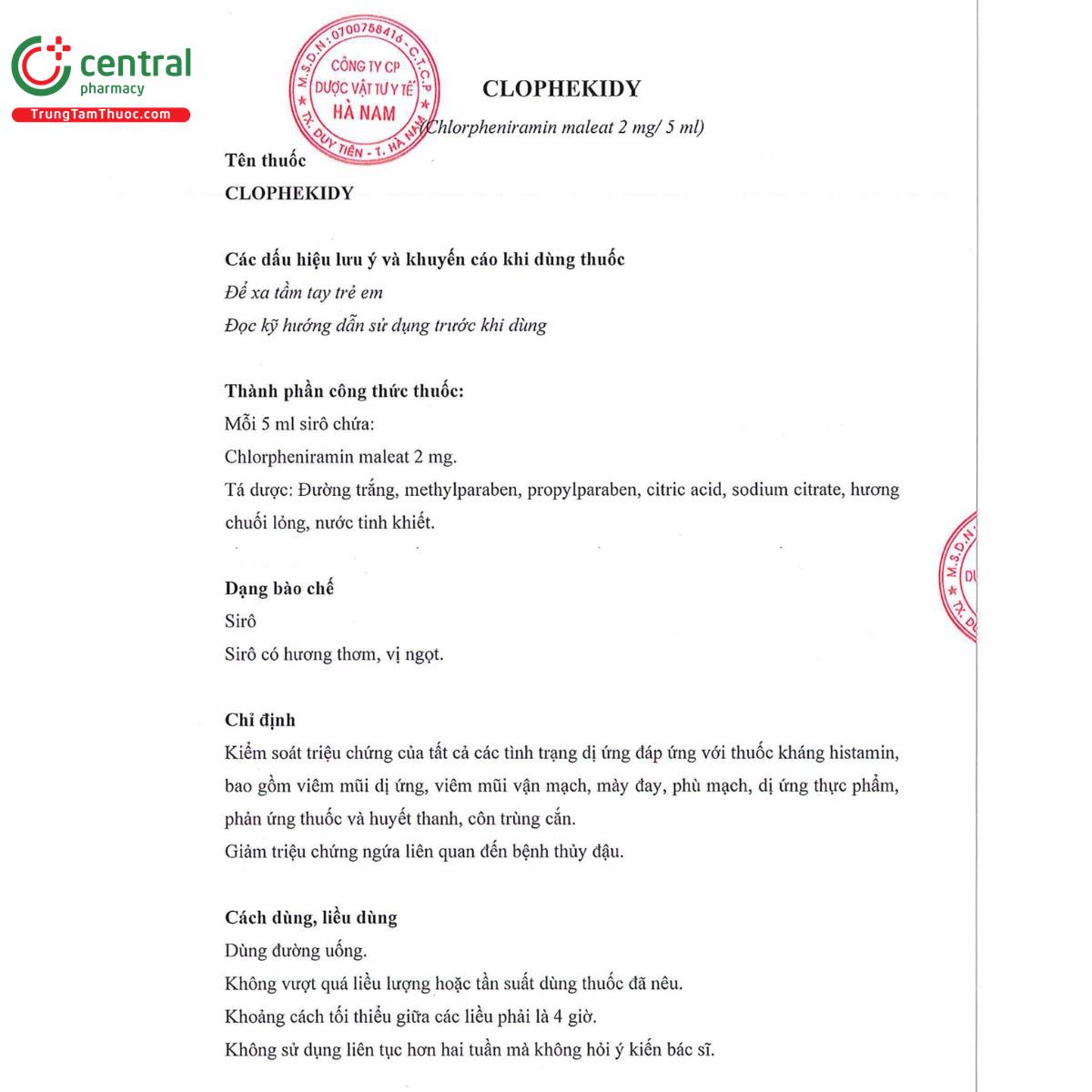 thuoc clophekidy 2mg 5ml 14 T8661 thuoc clophekidy 2mg 5ml 14 T8661