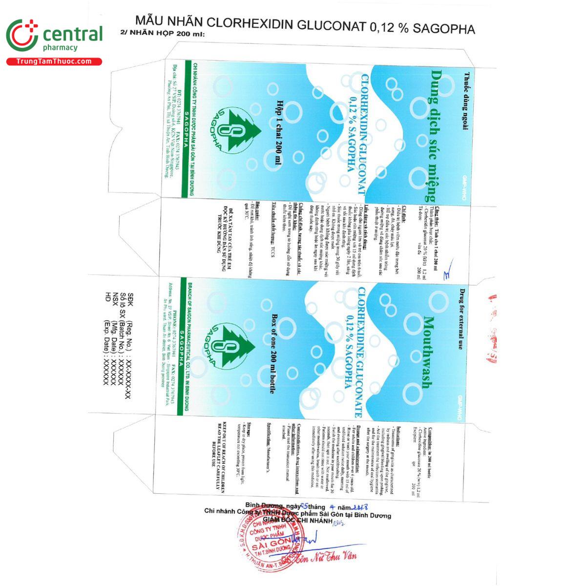 thuoc clorhexidin gluconat 0 12 sagopha 10 N5563 thuoc clorhexidin gluconat 0 12 sagopha 10 N5563