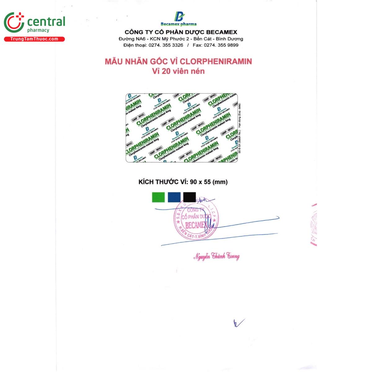 thuoc clorpheniramin 4mg becamex 5 L4817 thuoc clorpheniramin 4mg becamex 5 L4817