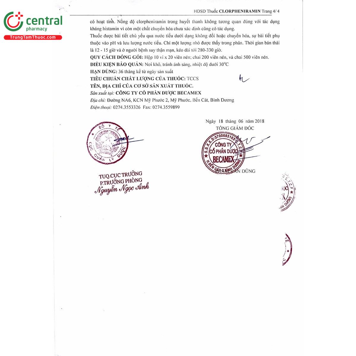 thuoc clorpheniramin 4mg becamex 9 Q6564 thuoc clorpheniramin 4mg becamex 9 Q6564