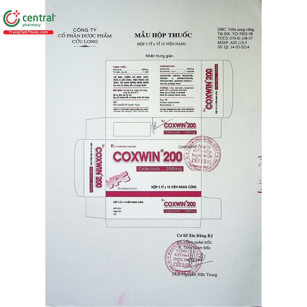 thuoc coxwin 200 5 V8278 thuoc coxwin 200 5 V8278