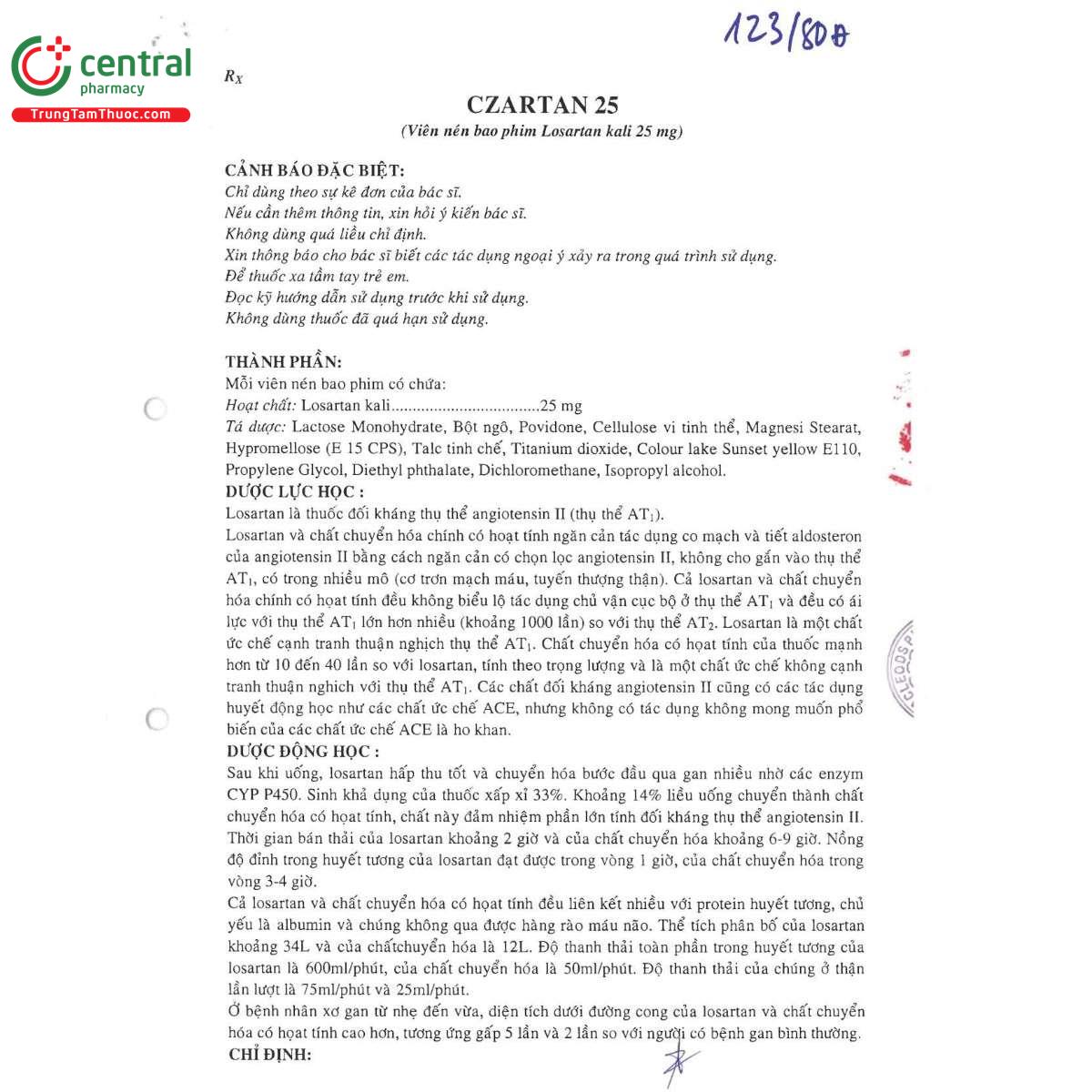 thuoc czartan 25 4 U8146 thuoc czartan 25 4 U8146