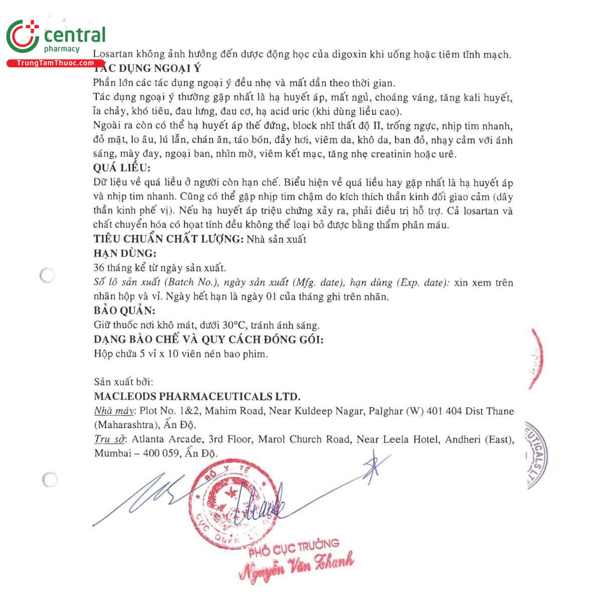 thuoc czartan 25 6 T8234 thuoc czartan 25 6 T8234