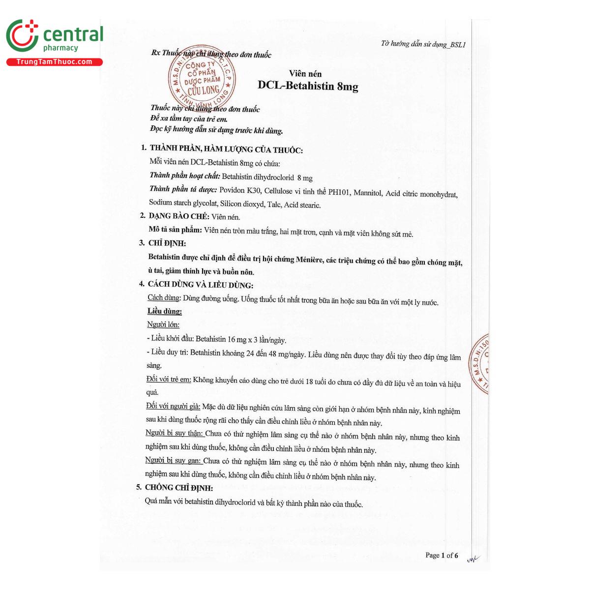 thuoc dcl betahistin 8mg 3 H3434 thuoc dcl betahistin 8mg 3 H3434