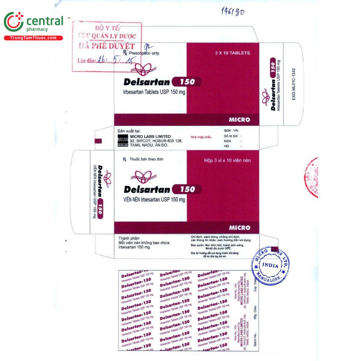 thuoc delsartan 150 6 A0258