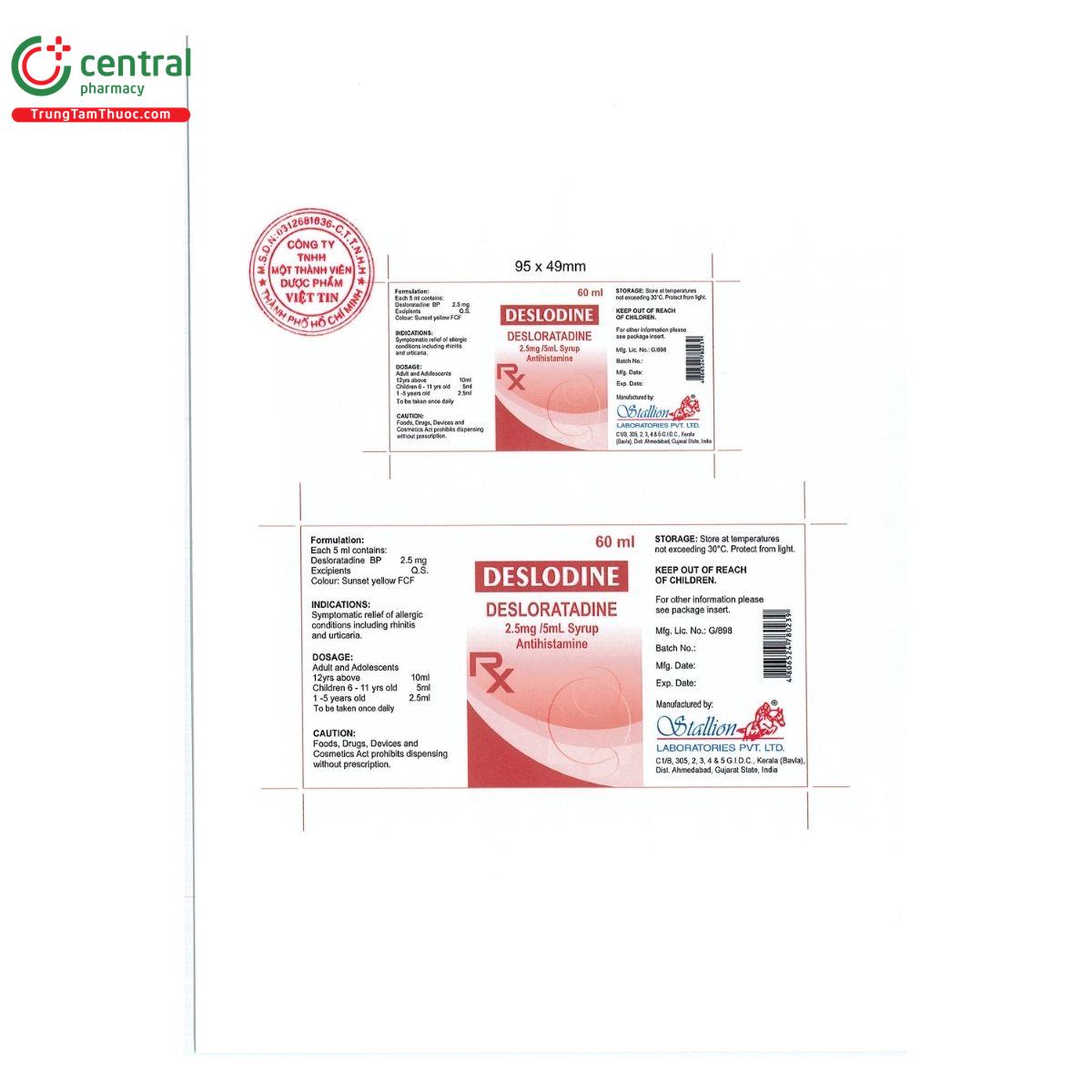 thuoc deslodine 2 5mg 5ml 3 M5826