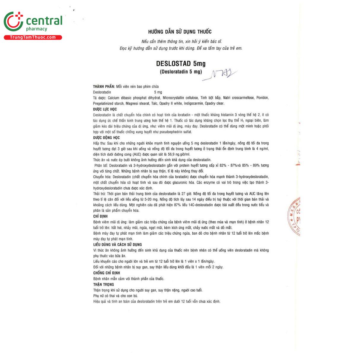 thuoc deslostad 5mg 6 H3076 thuoc deslostad 5mg 6 H3076