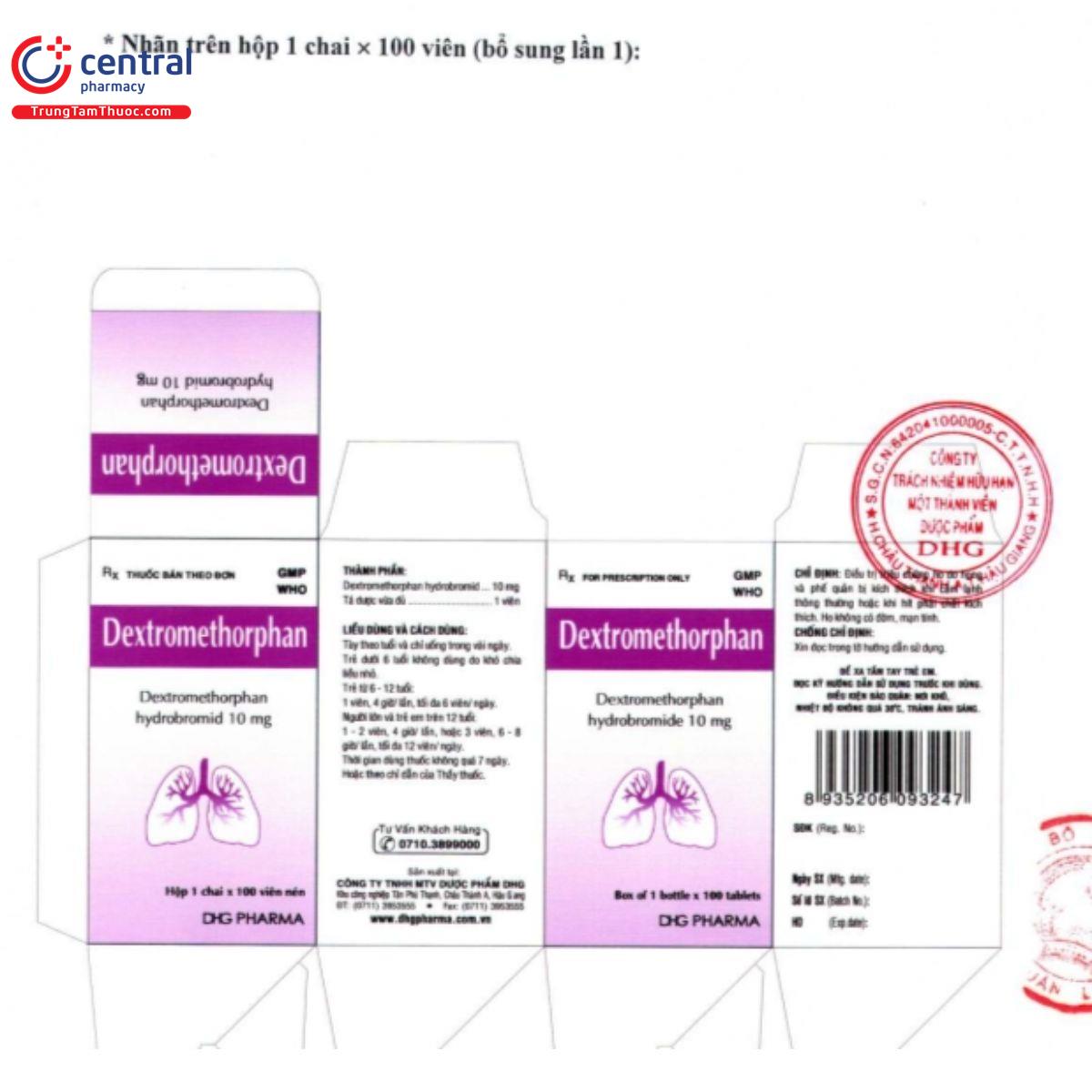 thuoc dextromethorphan 10mg dhg 14 N5435