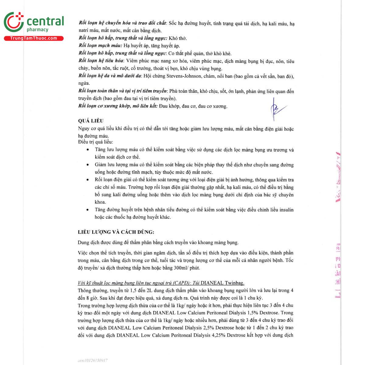 thuoc dianeal low calcium 25meq l peritoneal dialysis solution with 425 dextrose 11 N5027