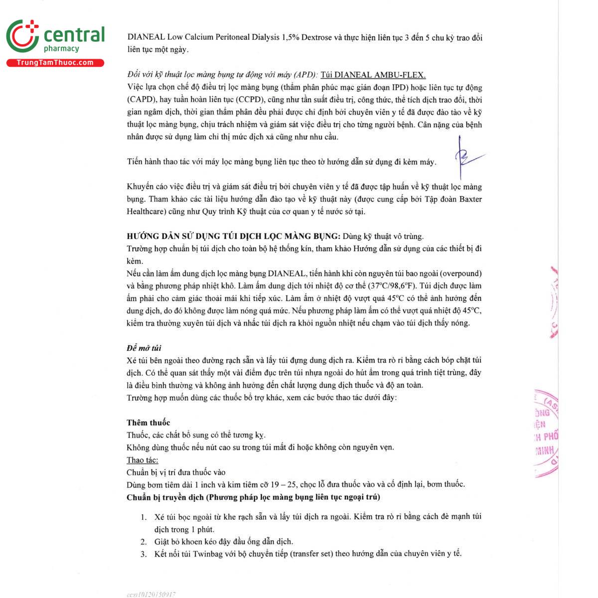 thuoc dianeal low calcium 25meq l peritoneal dialysis solution with 425 dextrose 12 N5852