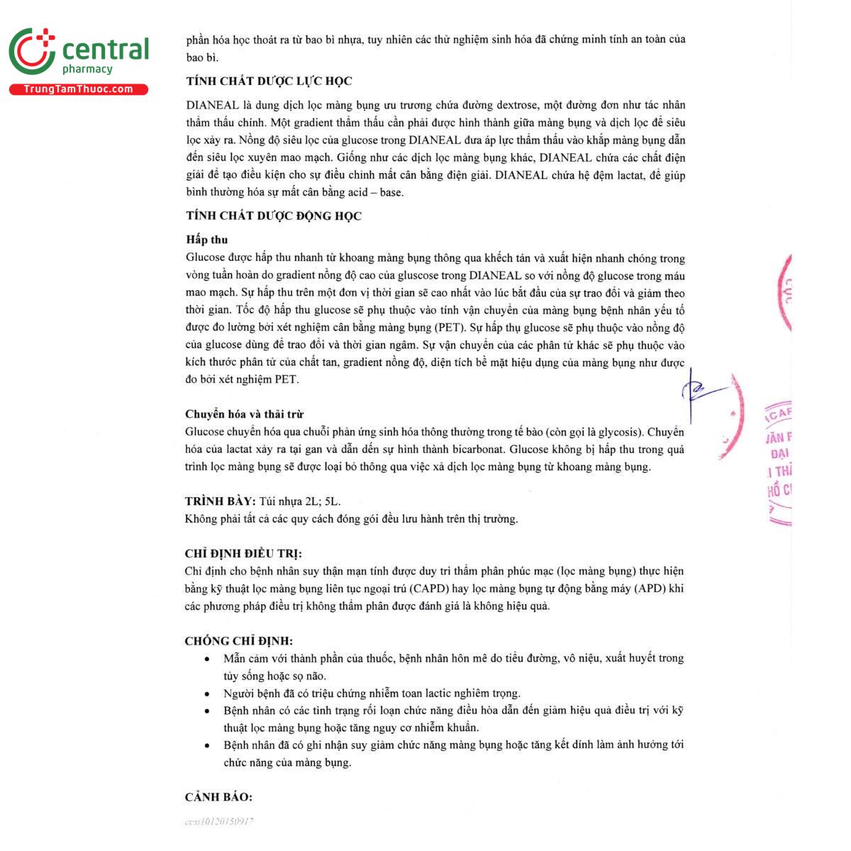 thuoc dianeal low calcium 25meq l peritoneal dialysis solution with 425 dextrose 6 Q6686