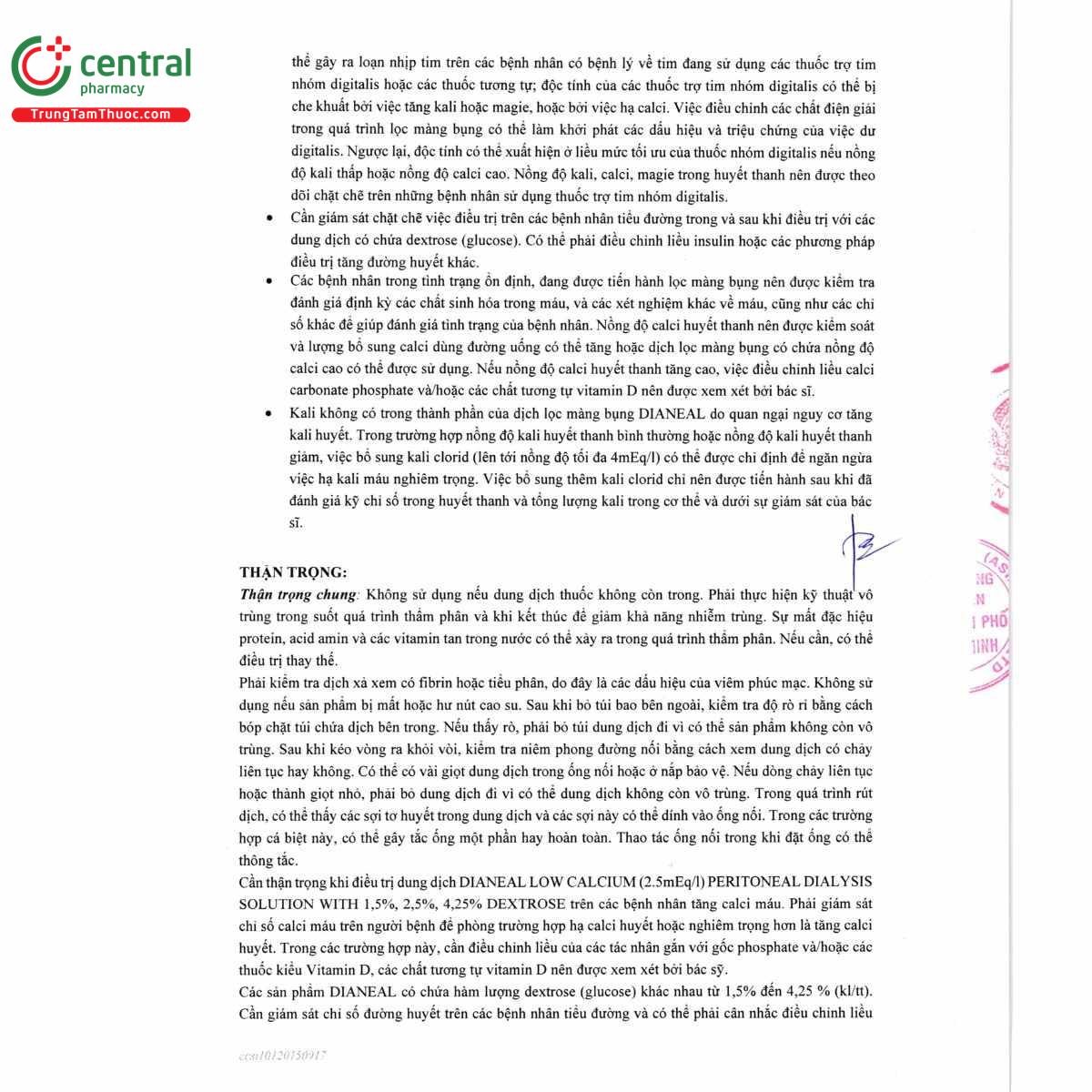 thuoc dianeal low calcium 25meq l peritoneal dialysis solution with 425 dextrose 8 L4037
