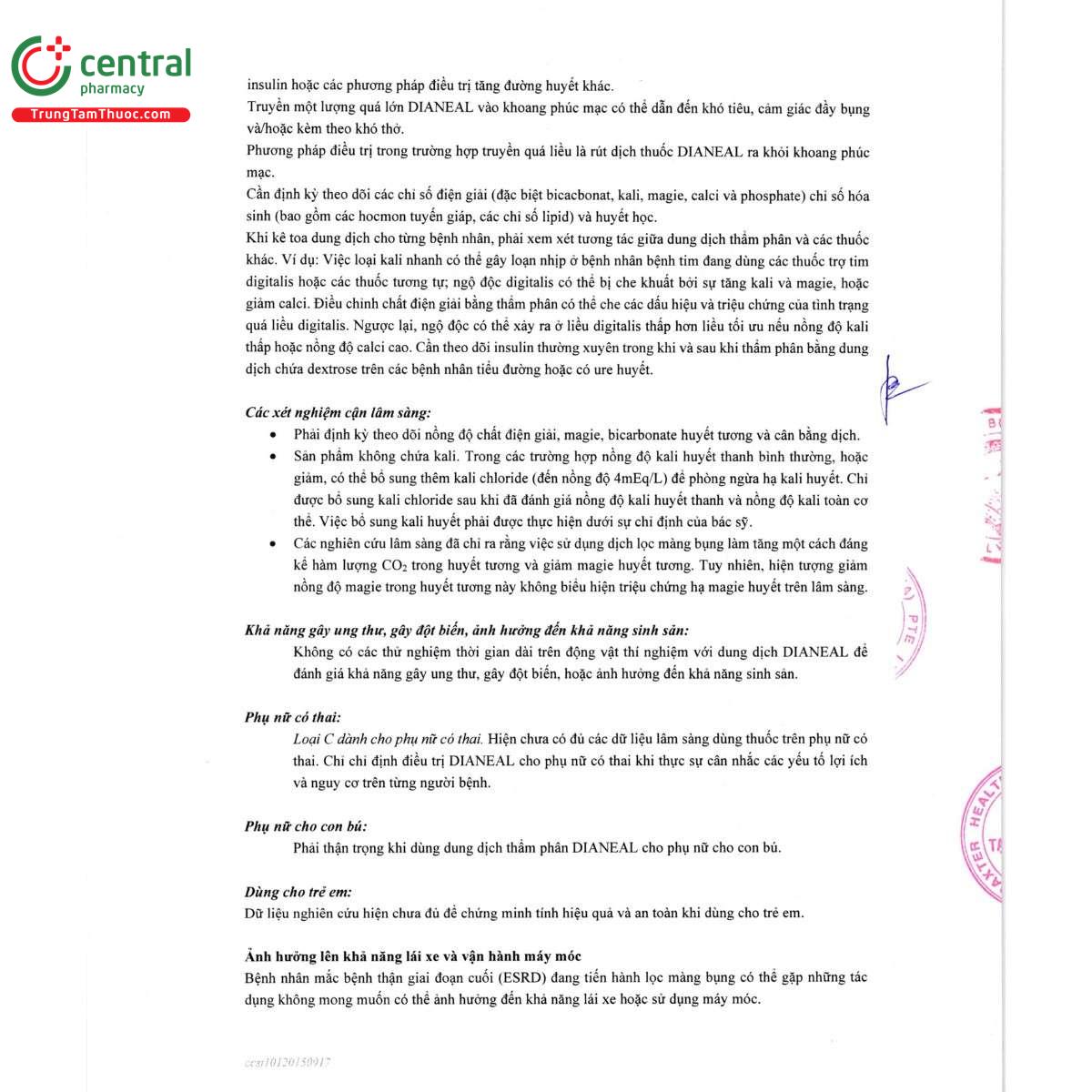thuoc dianeal low calcium 25meq l peritoneal dialysis solution with 425 dextrose 9 E1301