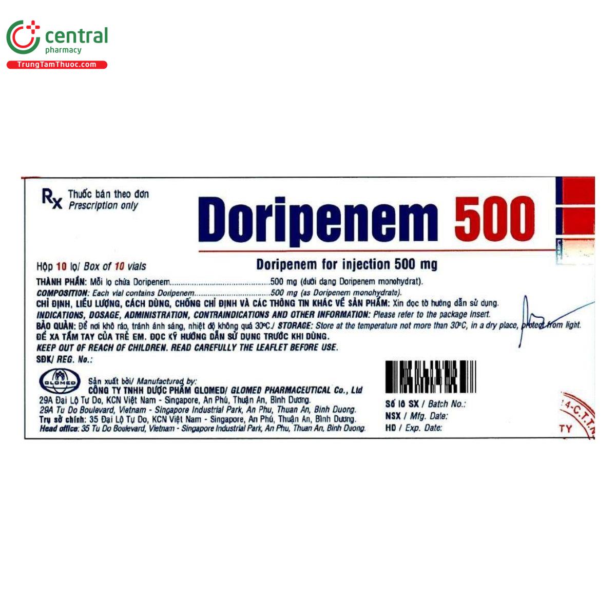 thuoc doripenem 500mg glomed 1 R7558 thuoc doripenem 500mg glomed 1 R7558