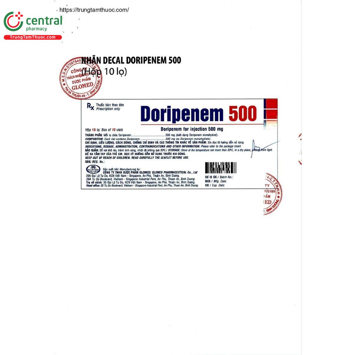thuoc doripenem 500mg glomed 2 C0285 thuoc doripenem 500mg glomed 2 C0285