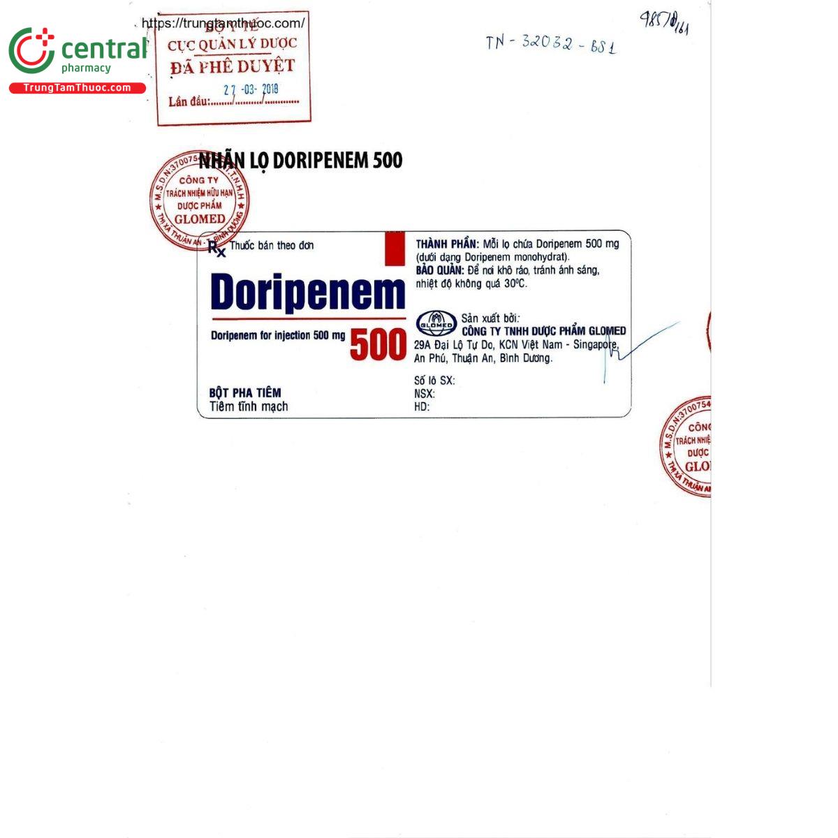 thuoc doripenem 500mg glomed 3 I3822 thuoc doripenem 500mg glomed 3 I3822