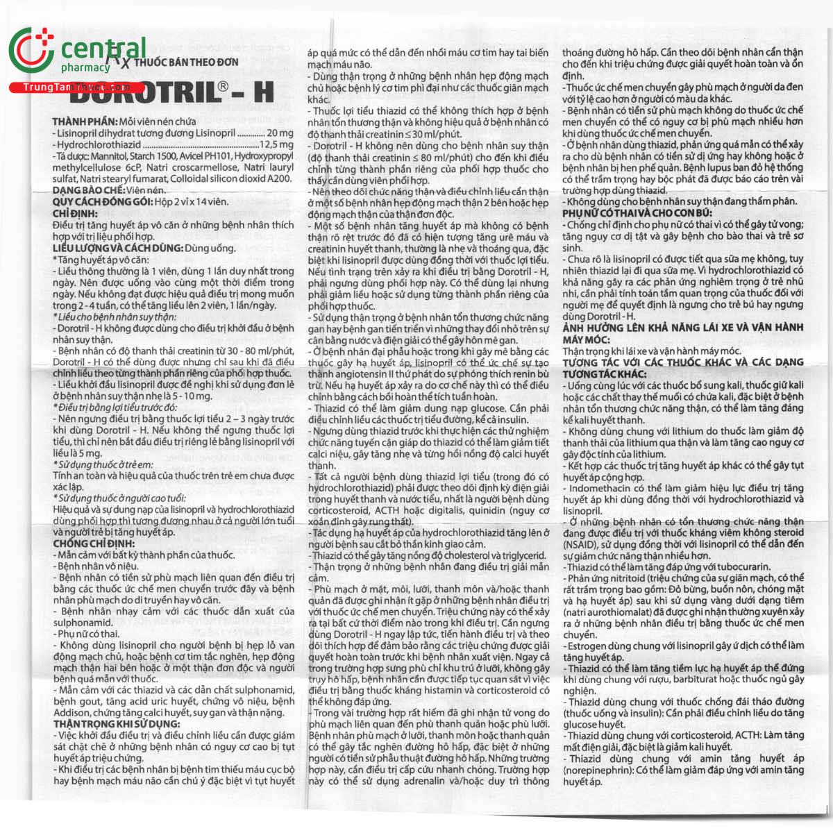 thuoc dorotril h 9 I3450 thuoc dorotril h 9 I3450