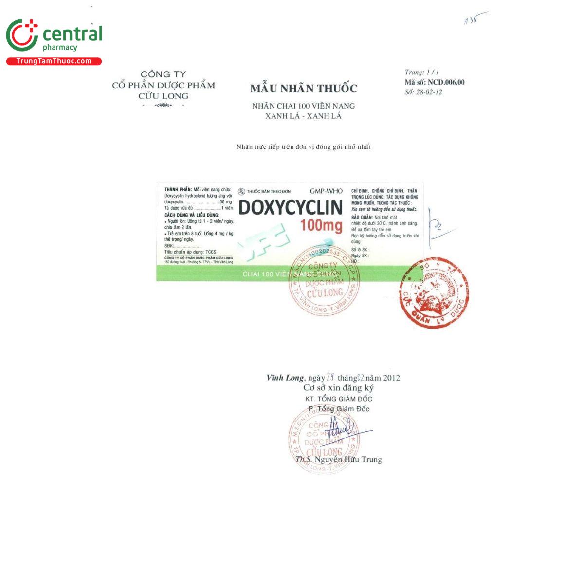 thuoc doxycyclin 100mg vpc 3 H3374 thuoc doxycyclin 100mg vpc 3 H3374