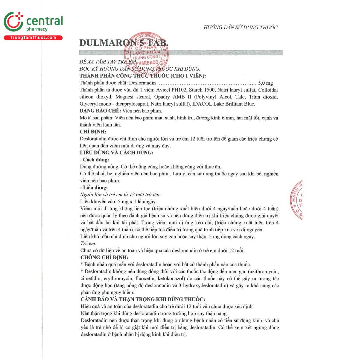thuoc dulmaron 5 tab 3 D1777