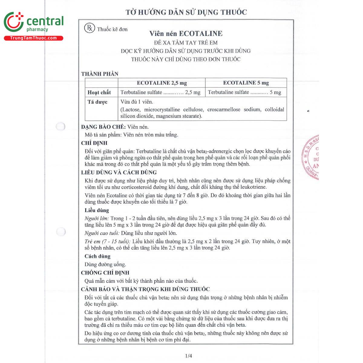 thuoc ecotaline 5mg 9 S7606 thuoc ecotaline 5mg 9 S7606