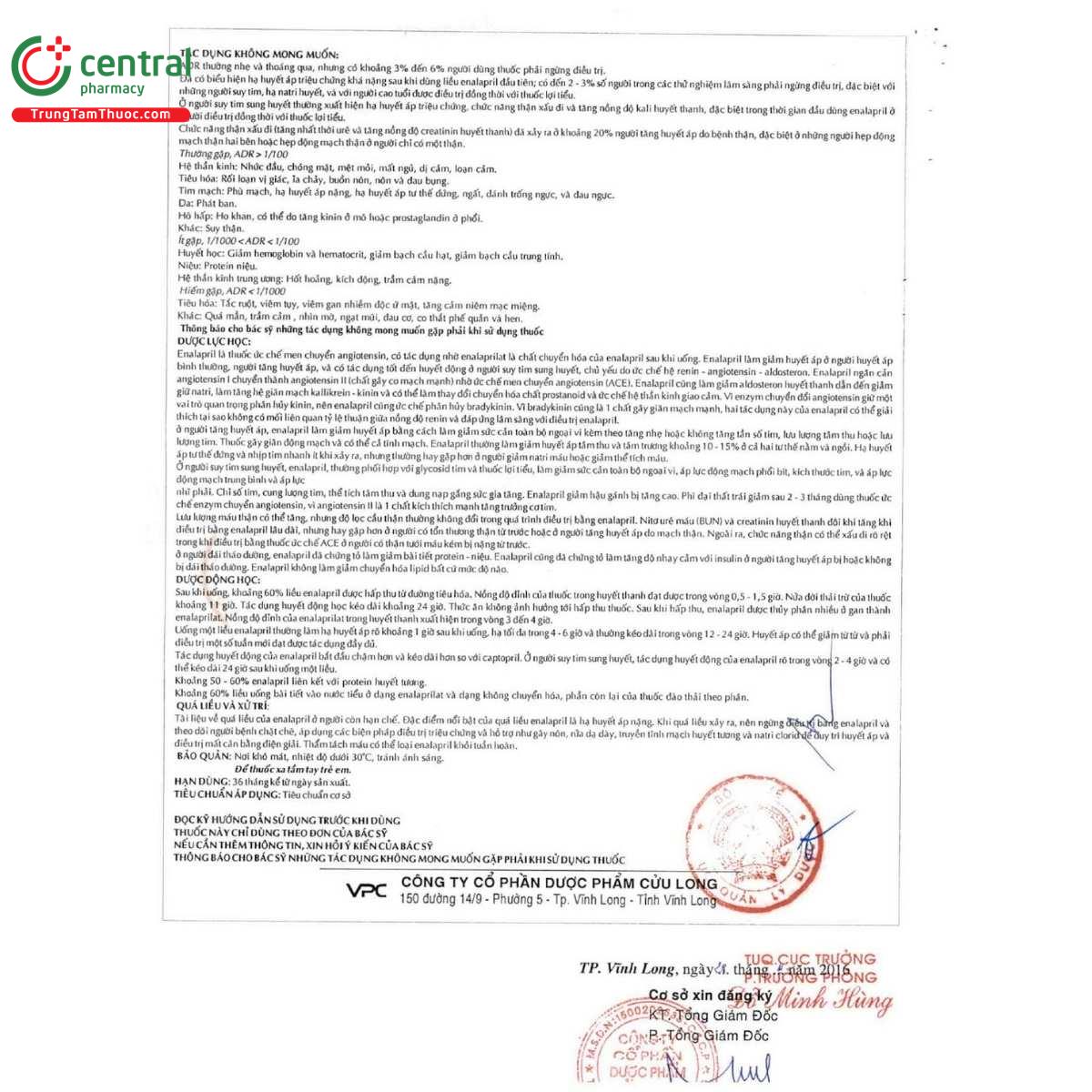 thuoc enalapril vpc 10 4 G2523 thuoc enalapril vpc 10 4 G2523