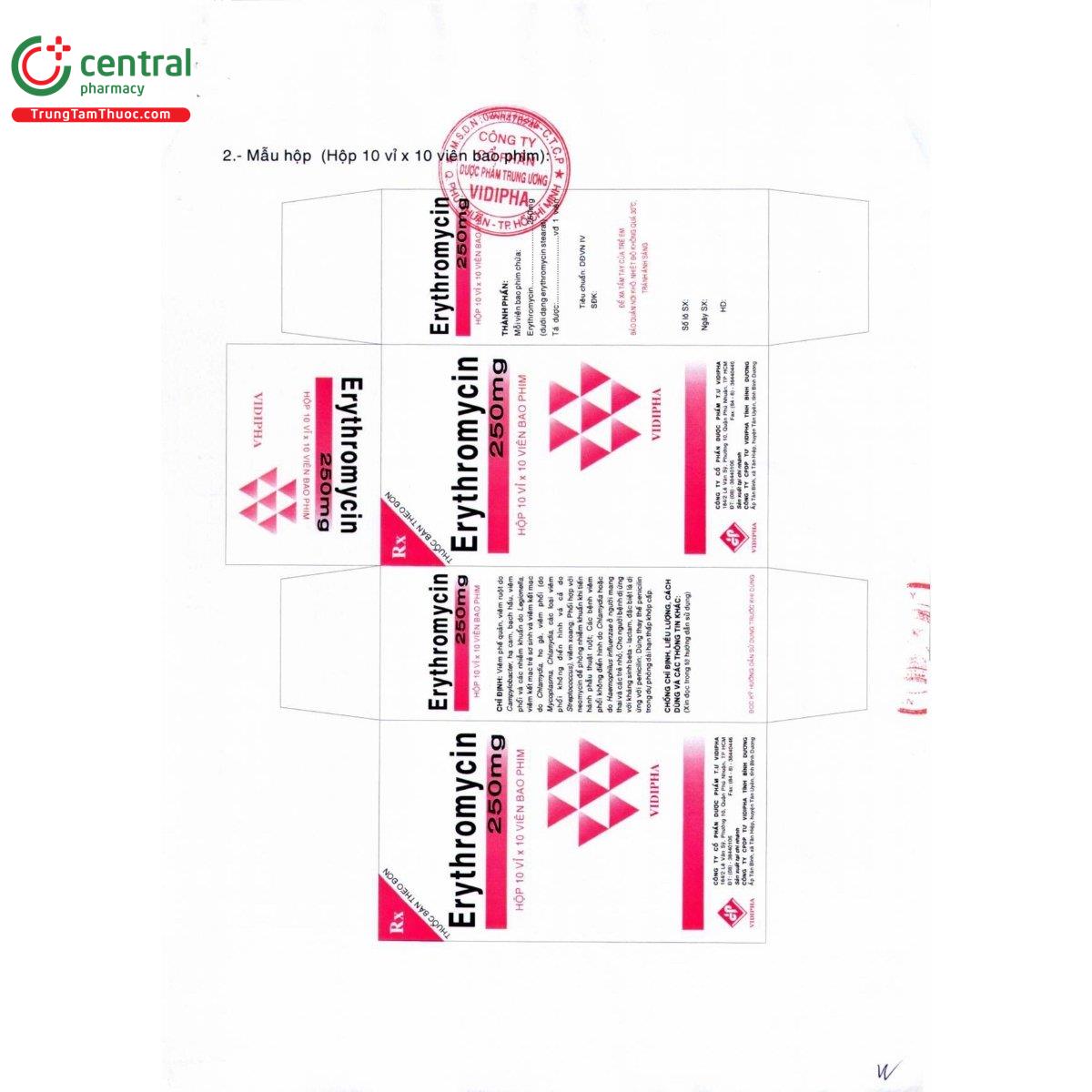 thuoc erythromycin 250mg vidipha vien bao phim 7 U8365 thuoc erythromycin 250mg vidipha vien bao phim 7 U8365
