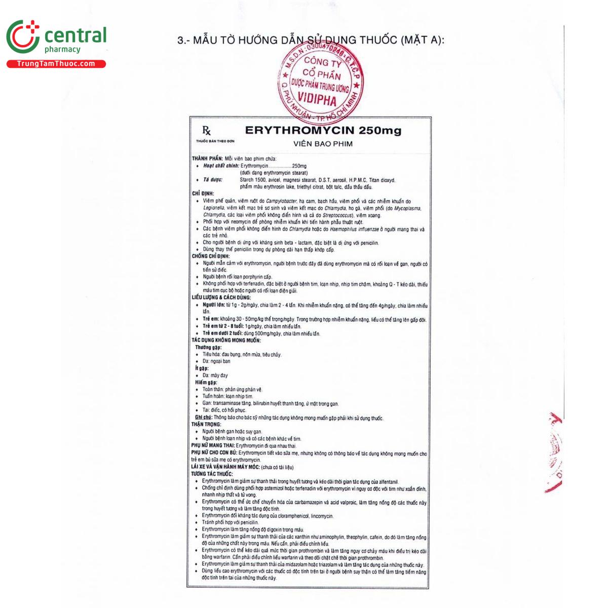 thuoc erythromycin 250mg vidipha vien bao phim 8 J4071 thuoc erythromycin 250mg vidipha vien bao phim 8 J4071