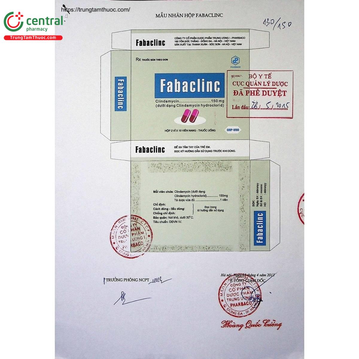 thuoc fabaclinc 150mg 2 C0271 thuoc fabaclinc 150mg 2 C0271